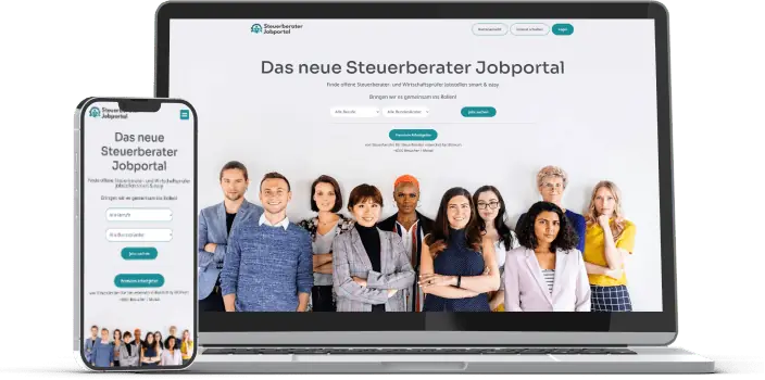 Steuerberater Jobportal auf Laptop und Smartphone
