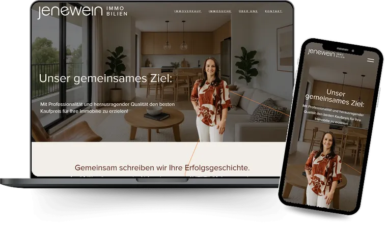 Website von Immobilien Jenewein auf Laptop und Smartphone