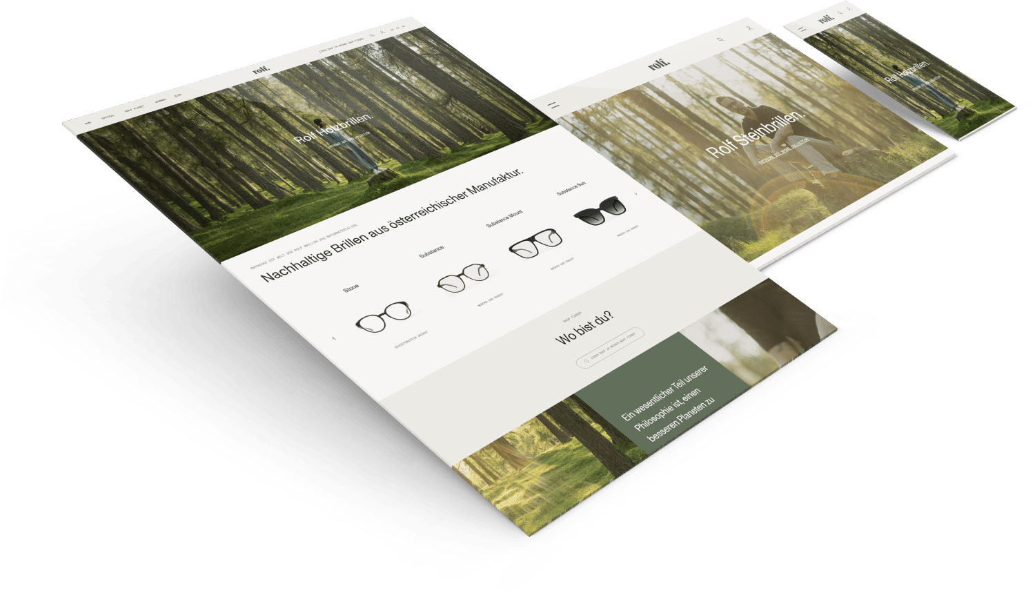 "Webseiten-Design-Mockup für SEO-Agentur-Tirol mit Fokus auf Nachhaltigkeit und lokale Produkte"