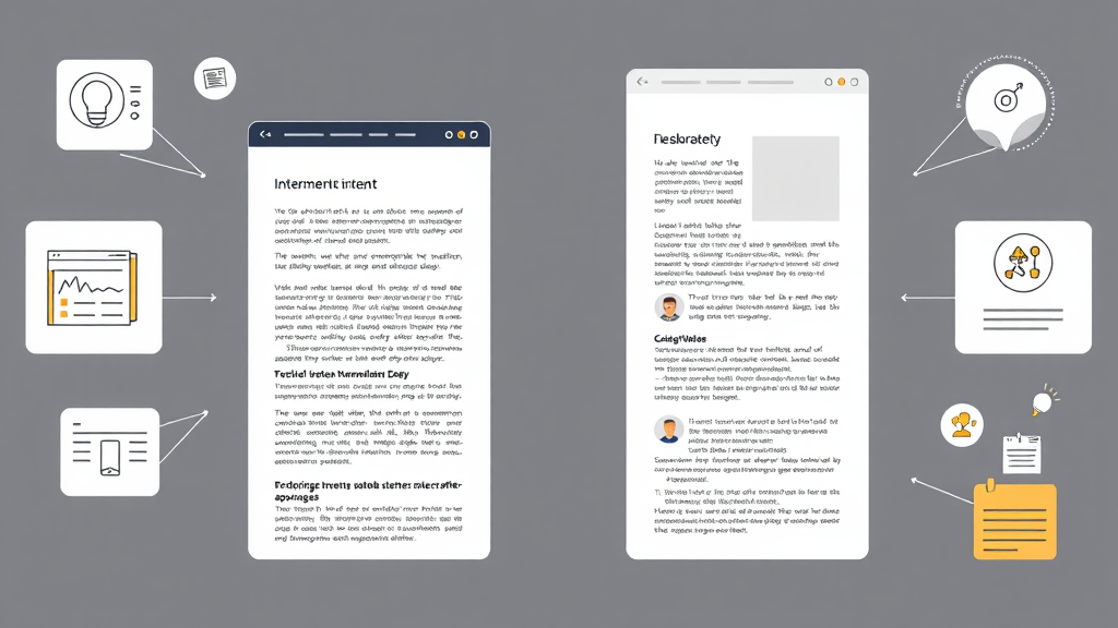 Abbildung eines Onepager-Website-Layouts mit überladenem Inhalt, umgeben von visuellen Elementen, die visuelle Unordnung und Nutzerverwirrung darstellen.