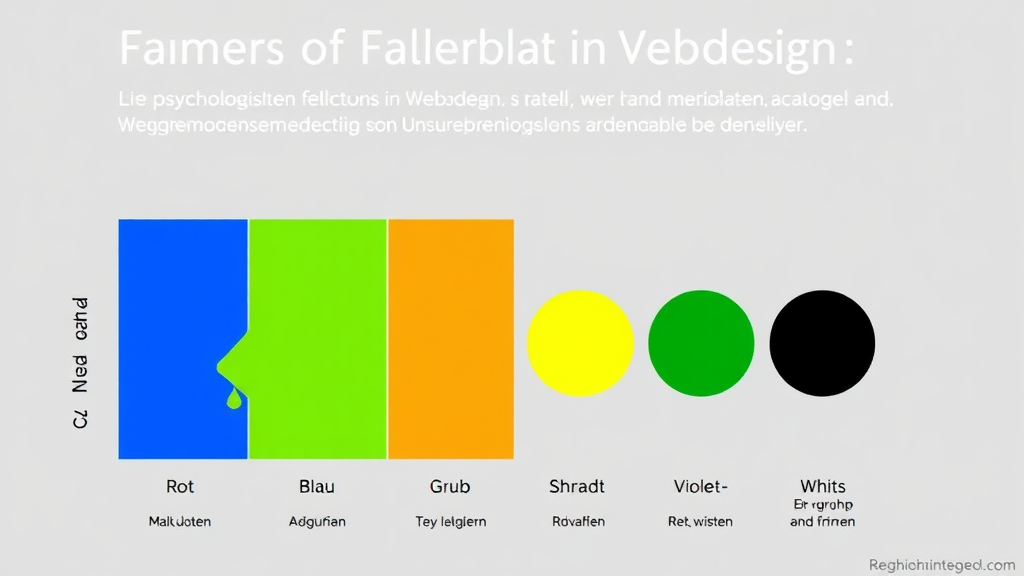 Farben im Webdesign: eine Grafik zeigt die psychologischen Wirkungen von Rot, Blau, Grün, Gelb, Violett, Schwarz und Weiß auf Nutzeremotionen und Verhalten.