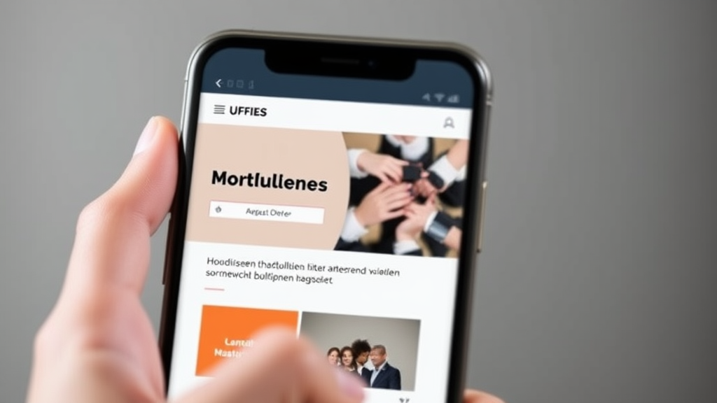 Grafik eines mobil optimierten Webdesigns mit klaren Verkaufsargumenten, verbesserten Ladezeiten und responsiver Benutzeroberfläche auf Smartphone-Bildschirm.