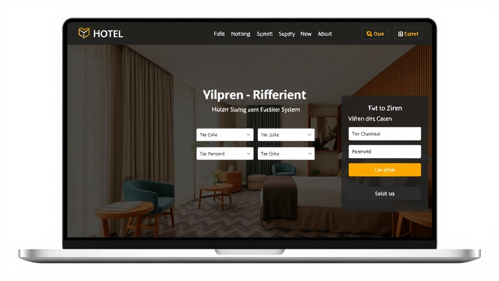 Hotel-Website mit integriertem Buchungssystem, das eine benutzerfreundliche Oberfläche zeigt, über die Gäste direkt Zimmer reservieren können.