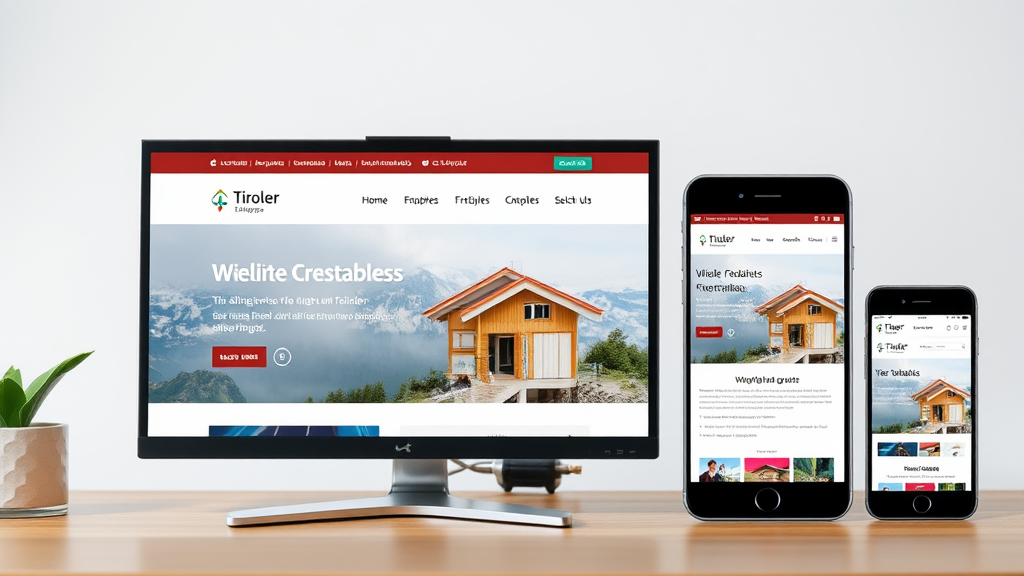 Moderne, ansprechende Website eines Tiroler Unternehmens auf einem Computer und einem Smartphone, die Benutzerfreundlichkeit und responsives Design zeigt.