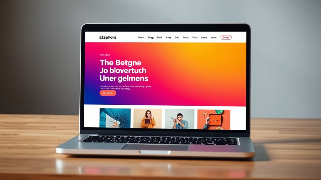Modernes Webdesign auf einem Laptop-Bildschirm mit einheitlicher Farbgestaltung, klarer Struktur und ansprechenden visuellen Elementen zur Nutzerfreundlichkeit.
