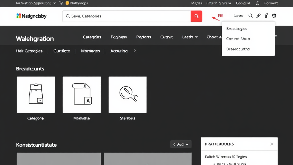 Screenshot eines Online-Shops mit intuitiver Navigation: klare Kategorien, prominente Suchleiste, Breadcrumbs und konsistente Menüführung.