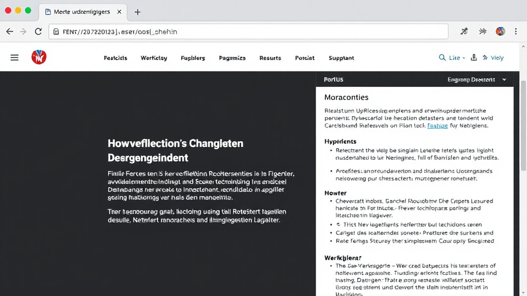 Webansicht eines Onepagers mit überfüllten Inhalten, langer Scroll-Leiste und fehlender Navigation, die Herausforderungen bei der Benutzerfreundlichkeit zeigt.