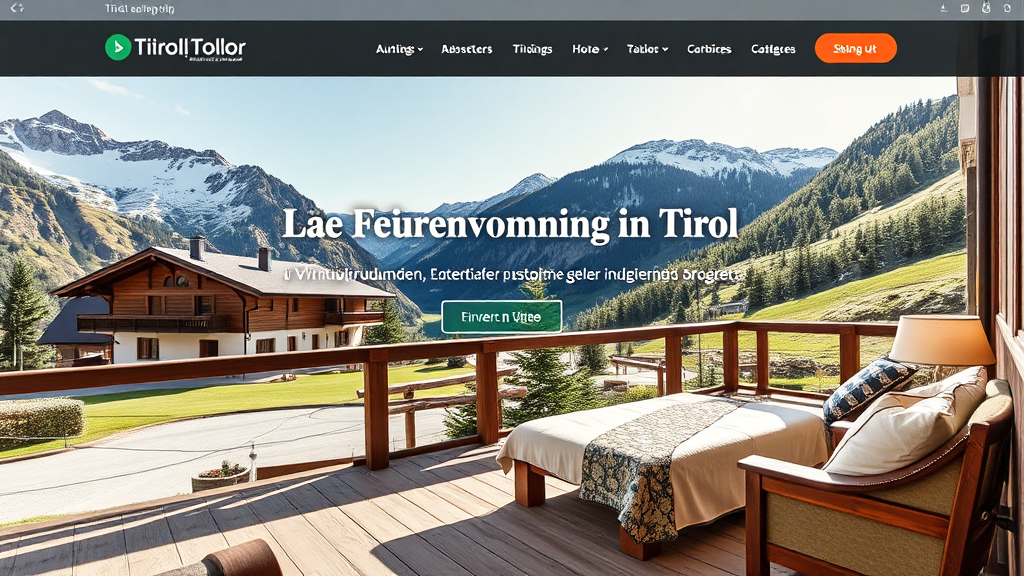 Attraktive Website für eine Ferienwohnung in Tirol mit hochwertigen Fotos, detaillierten Texten und einem Video für virtuelle Rundgänge durch die Unterkunft.