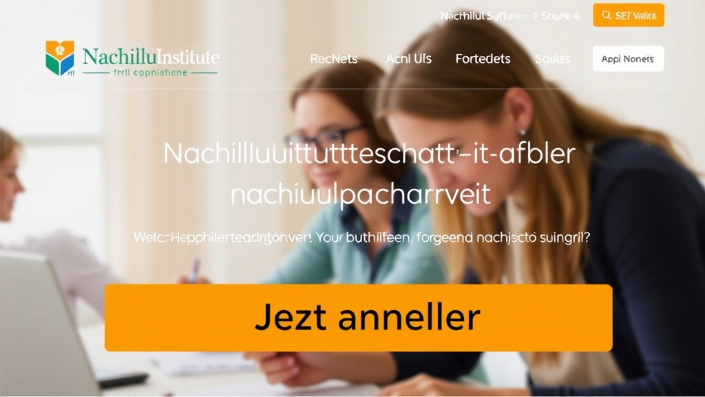 CTA-Button auf einer Website für Nachhilfeinstitute, mit klarer Aufforderung „Jetzt anmelden“, auffälliger Farbe und strategischer Platzierung.