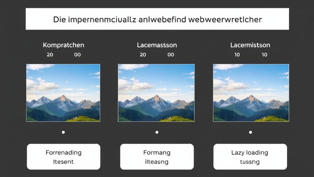 Grafik zur Illustration der Auswirkungen von Bildern auf die Ladegeschwindigkeit von Webseiten, inklusive Kompression, Formate und Lazy Loading.