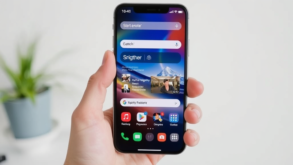 Mobiles Gerät zeigt eine optimierte Startseite mit schneller Ladezeit, während Nutzer interaktiv mit der Seite interagieren.