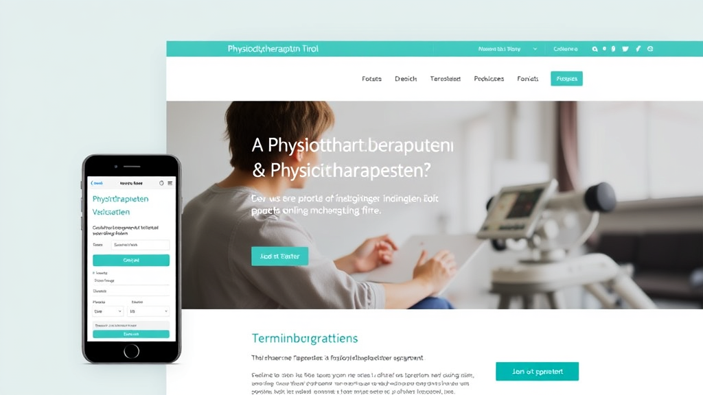 Moderne Website eines Physiotherapeuten in Tirol, mit ansprechendem Design, mobilen Zugriffsmöglichkeiten und integriertem Online-Terminbuchungssystem.