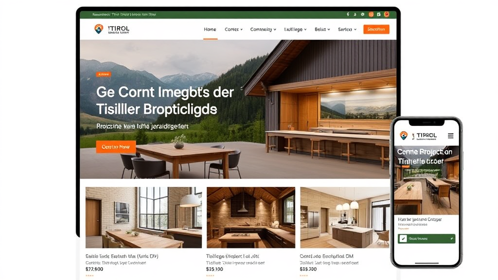 Moderne Website eines Tischlerbetriebs in Tirol mit ansprechendem Design, hochwertigen Bildern von Projekten und responsiver mobilen Ansicht für optimale Benutzererfahrung.