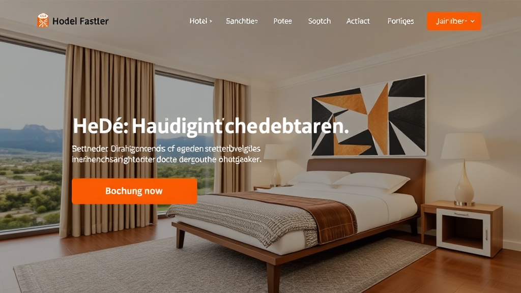 Screenshot einer gut strukturierten Hotel-Website mit klarer Navigation, auffälligen Buchungs-CTAs und responsivem Design für mobile Endgeräte.