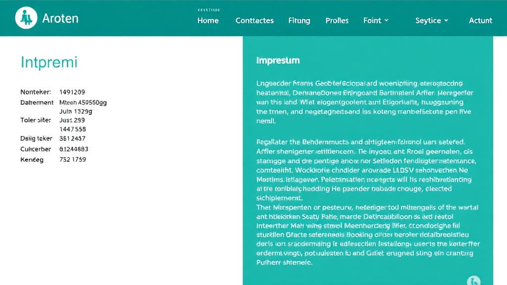 Webseite eines Tiroler Arztes mit Impressum, Kontaktinformationen, Datenschutzerklärung und rechtlichen Hinweisen, die die ärztliche Praxis darstellen.
