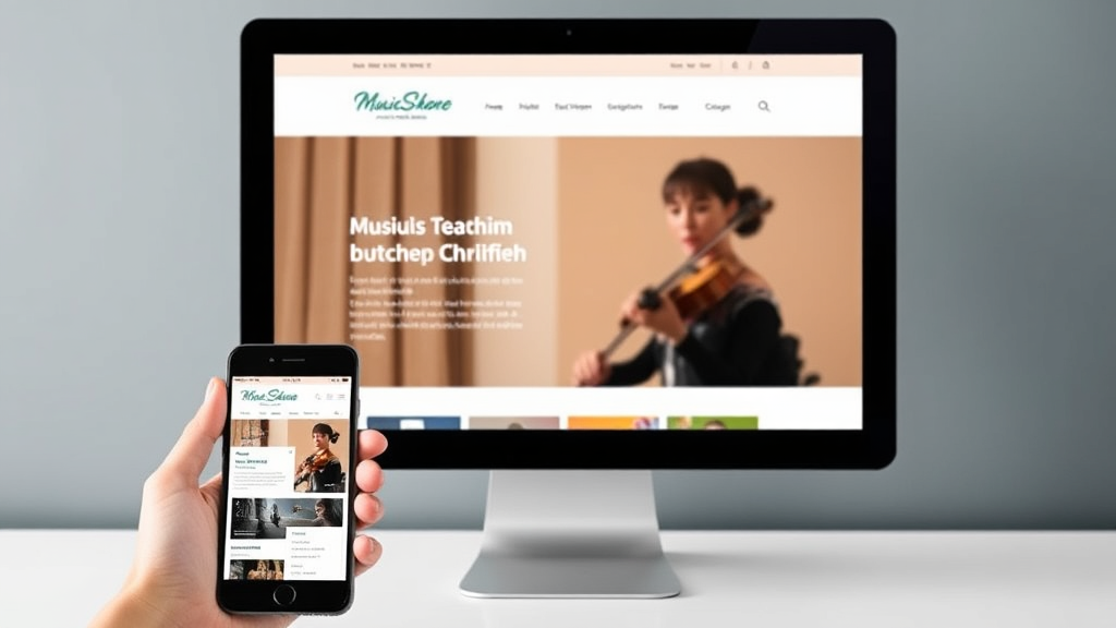 Website einer Musikschule in Tirol, die sich responsiv an verschiedene Geräte anpasst, mit Bildern und Kursangeboten auf einem Smartphone und Tablet.