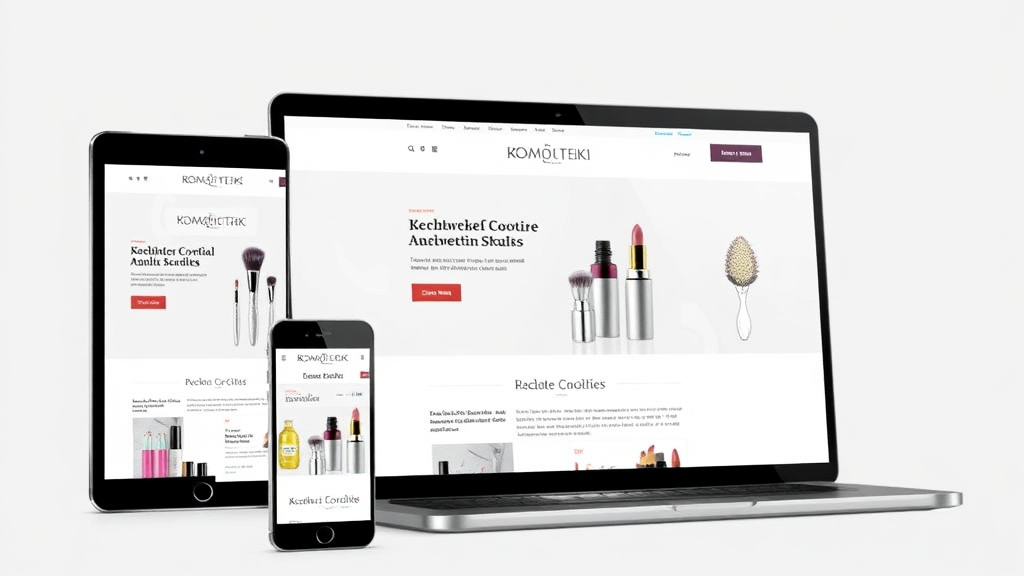 Responsives Webdesign für ein Kosmetikstudio auf verschiedenen Geräten, das die Benutzerfreundlichkeit und Konsistenz der Markenpräsenz verbessert.